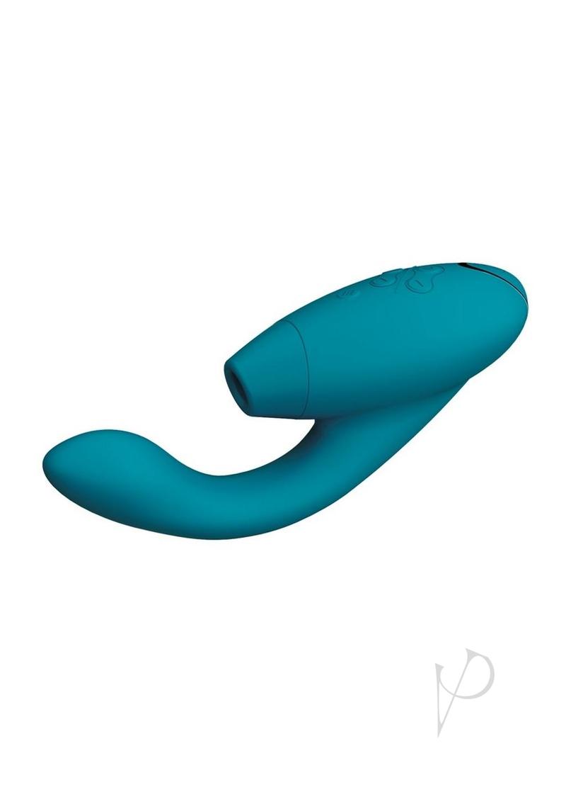 Womanizer Duo 2 Silicone Rechargeable Clitoral and G-Spot Stimulator - Petrol - Curvynlingerie Plus Size