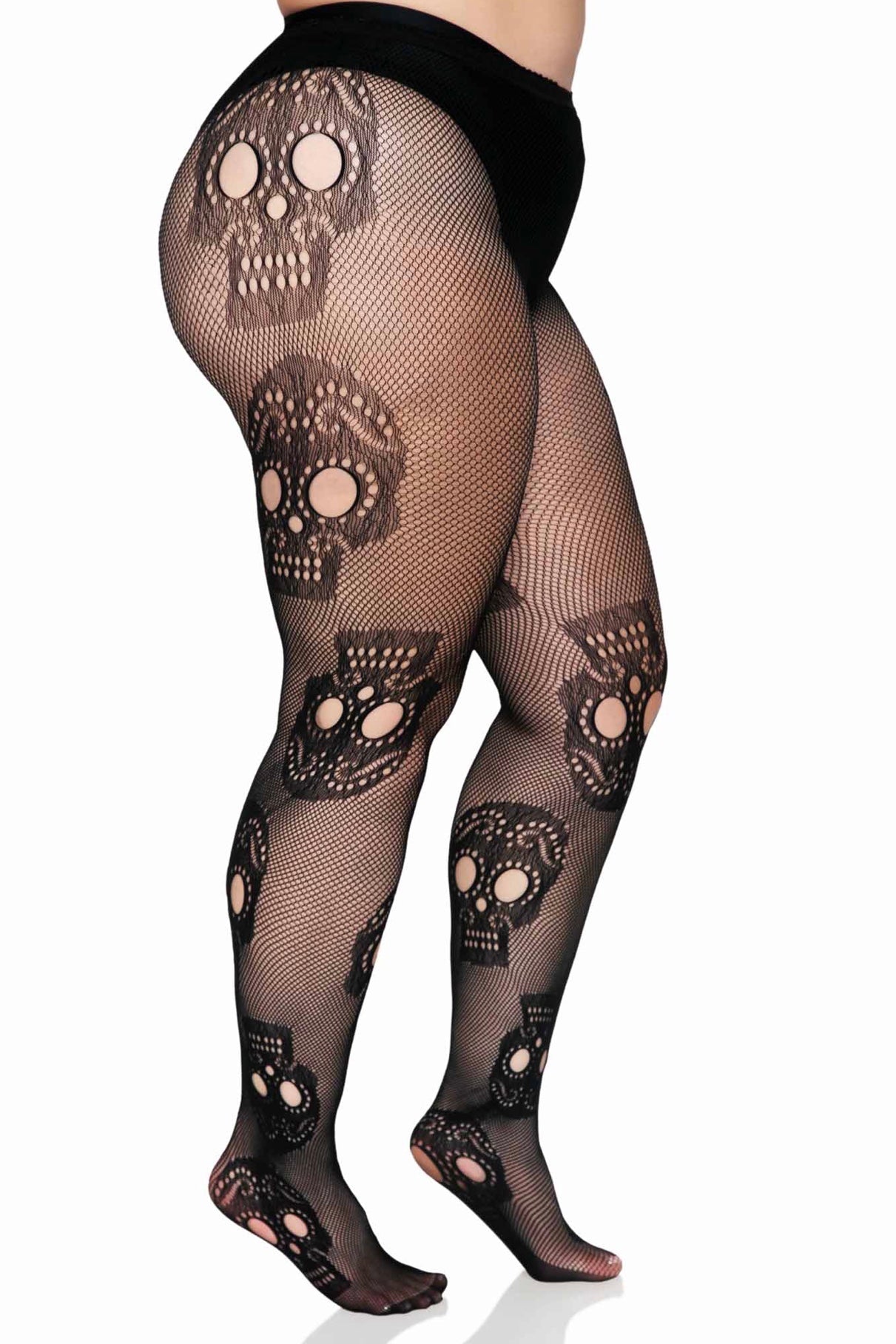 Sugar skull Net panthyose - Curvynlingerie Plus Size 
