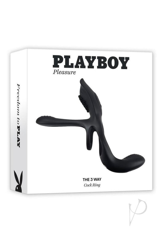 Playboy The 3 Way Rechargeable Silicone Cock Ring - Black - Curvynlingerie Plus Size