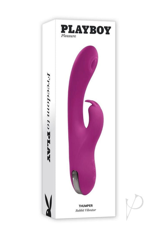 Playboy Thumper Rechargeable Silicone Rabbit Vibrator - Purple - Curvynlingerie Plus Size 