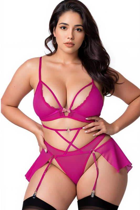 Plus size Seductive Strappy Lace Lingerie Set