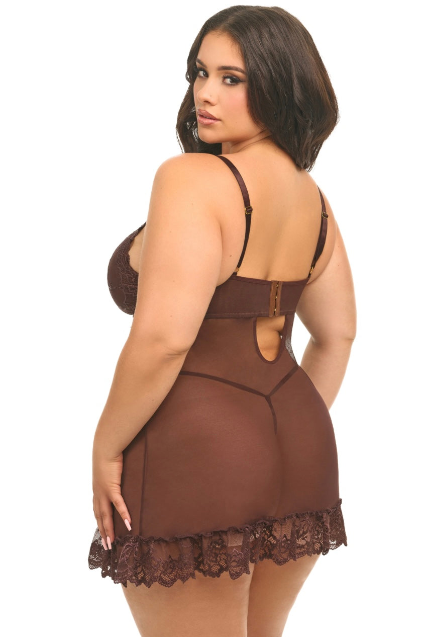 Plus size Valentine Babydoll puce