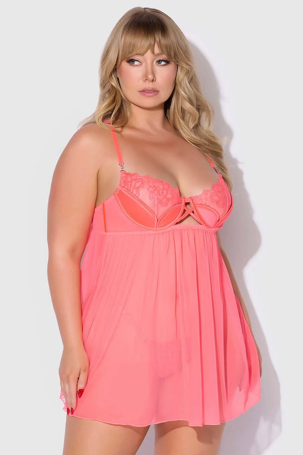 Plus size Eden coral babydoll