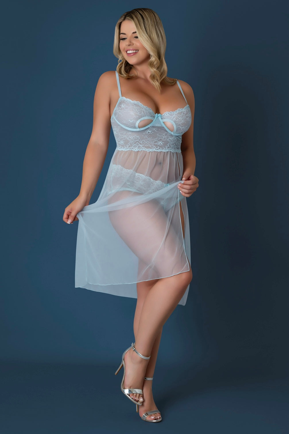 Plus size Long Chemise & Boy Short Panty