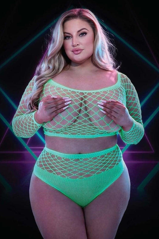 Crop top and panty set glow in the dark