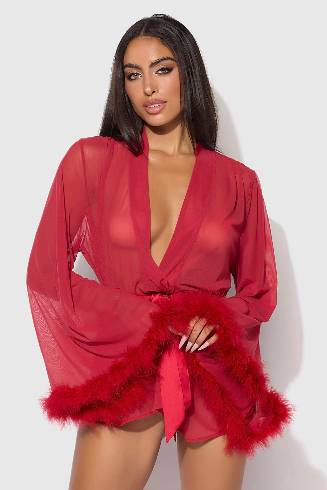 Plus size Marabou robe