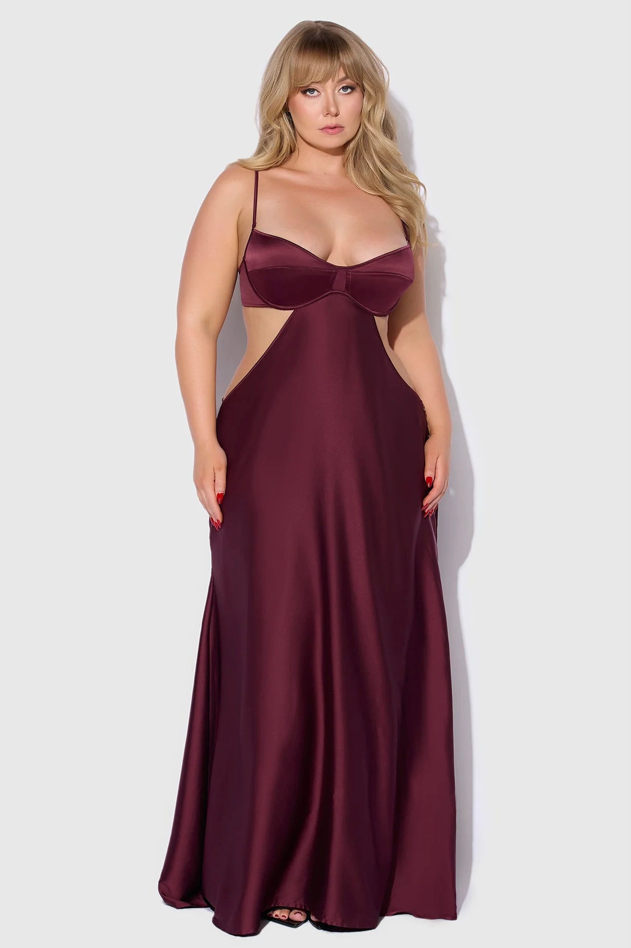 Plus size Brigeta satin long gown