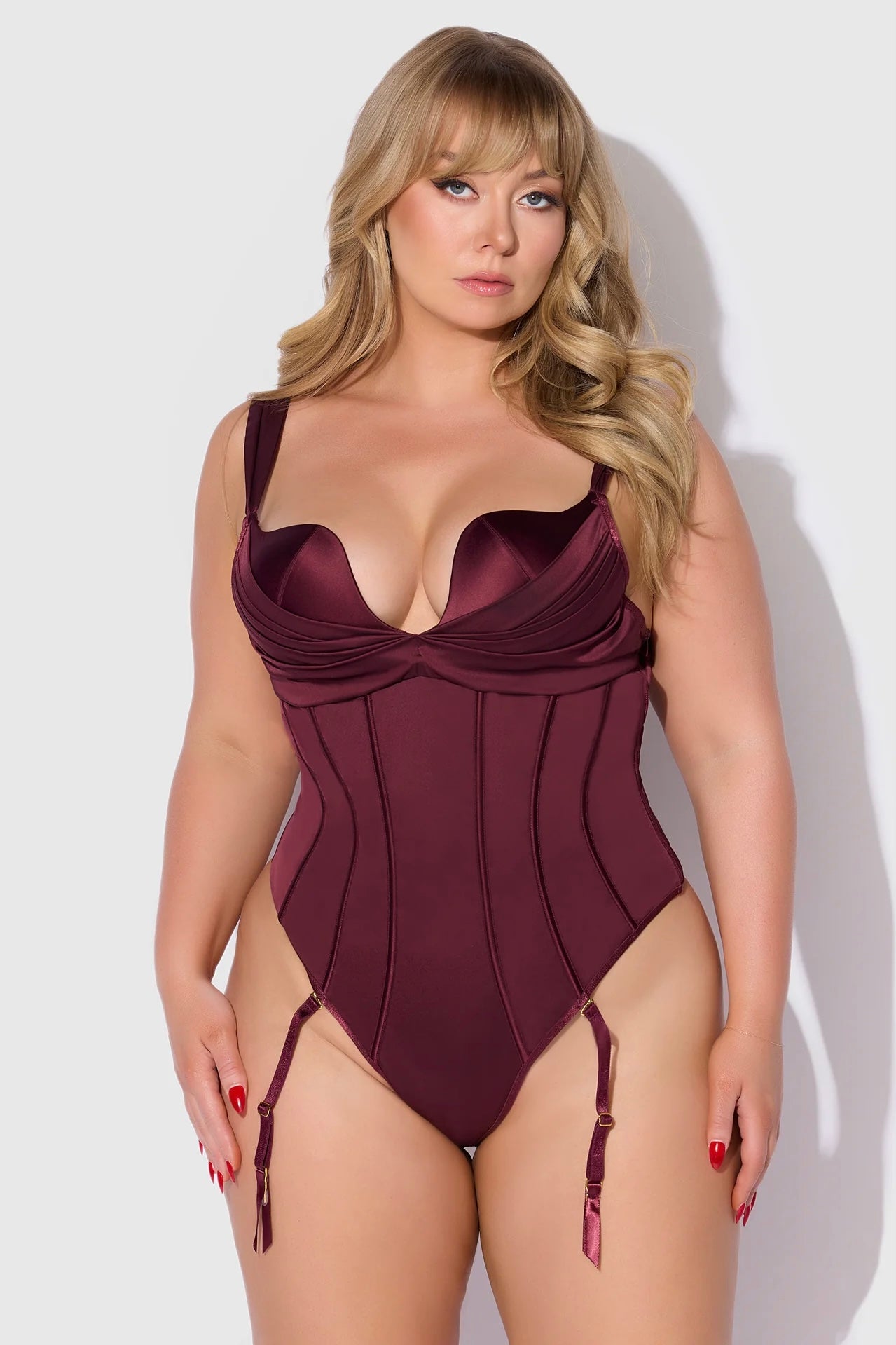 Plus size Brigeta satin push up teddy