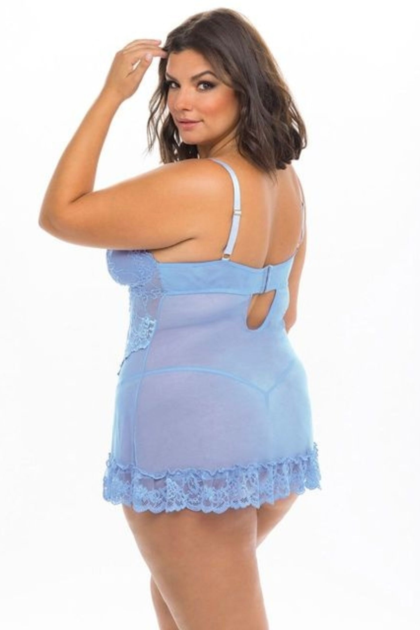 Plus size Valentine babydoll brunnera blue