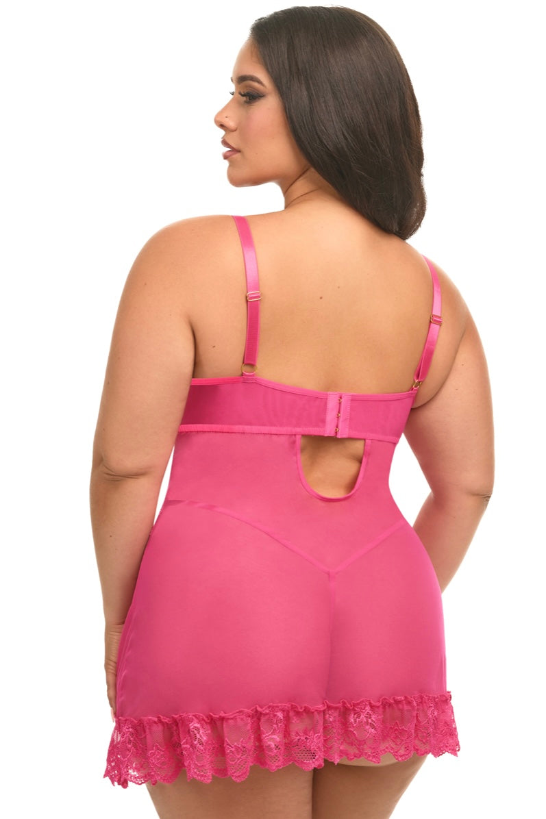 Plus size Valentine babydoll raspberry