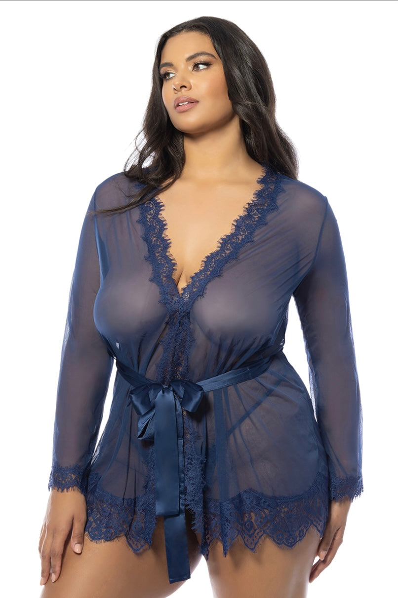 Plus size Provence robe blue