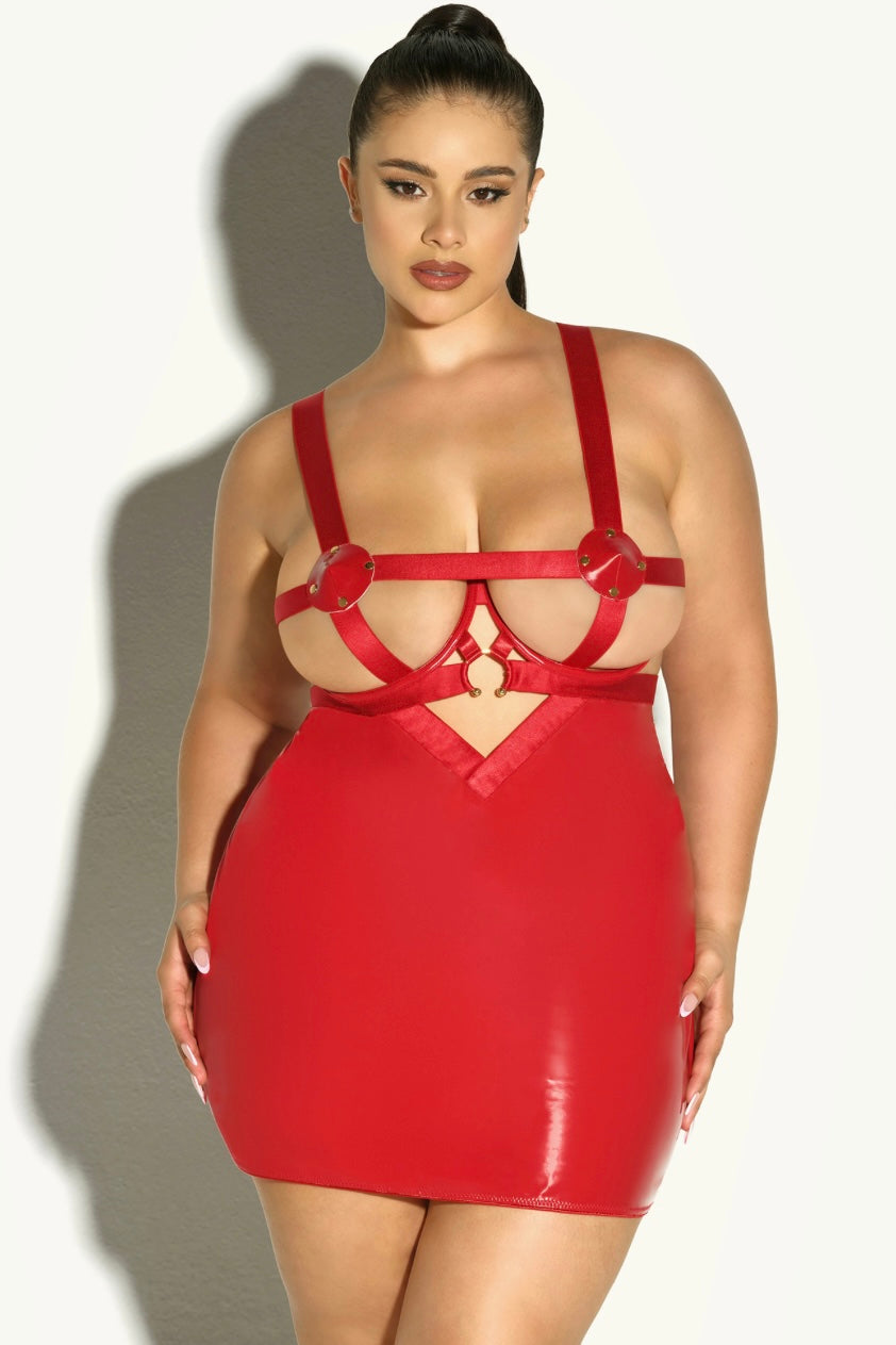 Plus size Erotic dress red