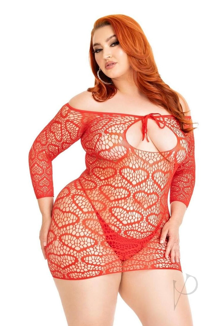 Plus size Modern Love Plus Heart Net Dress