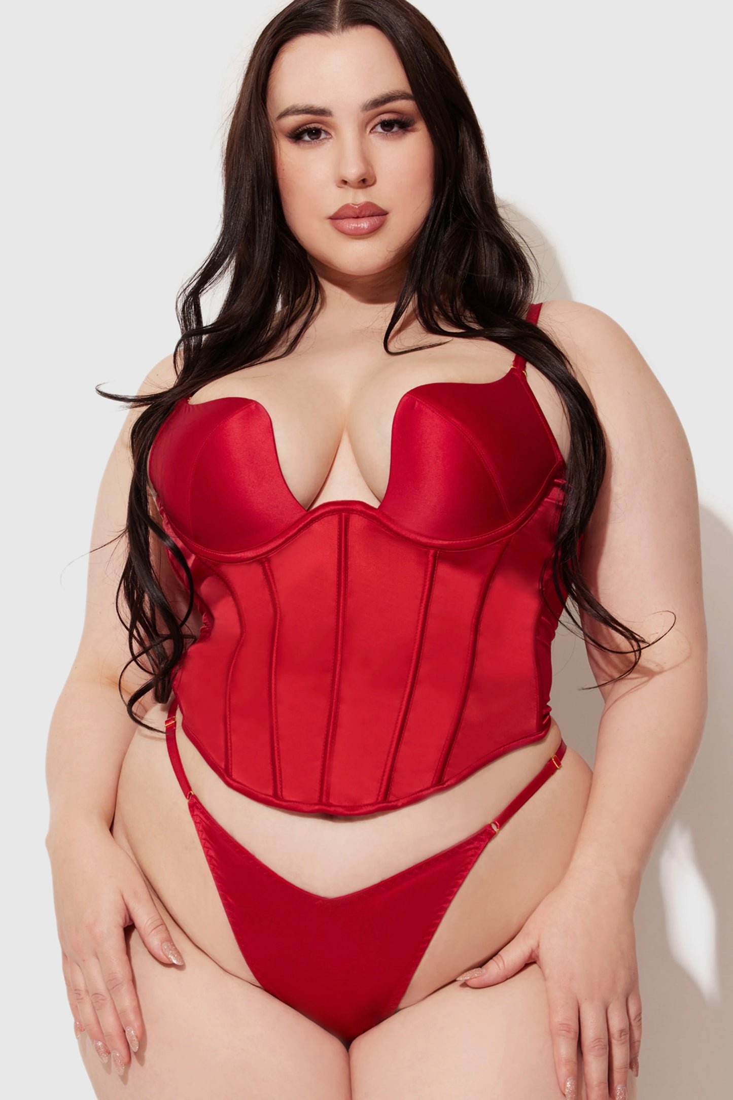 Plus size Brigeta push up bustier red