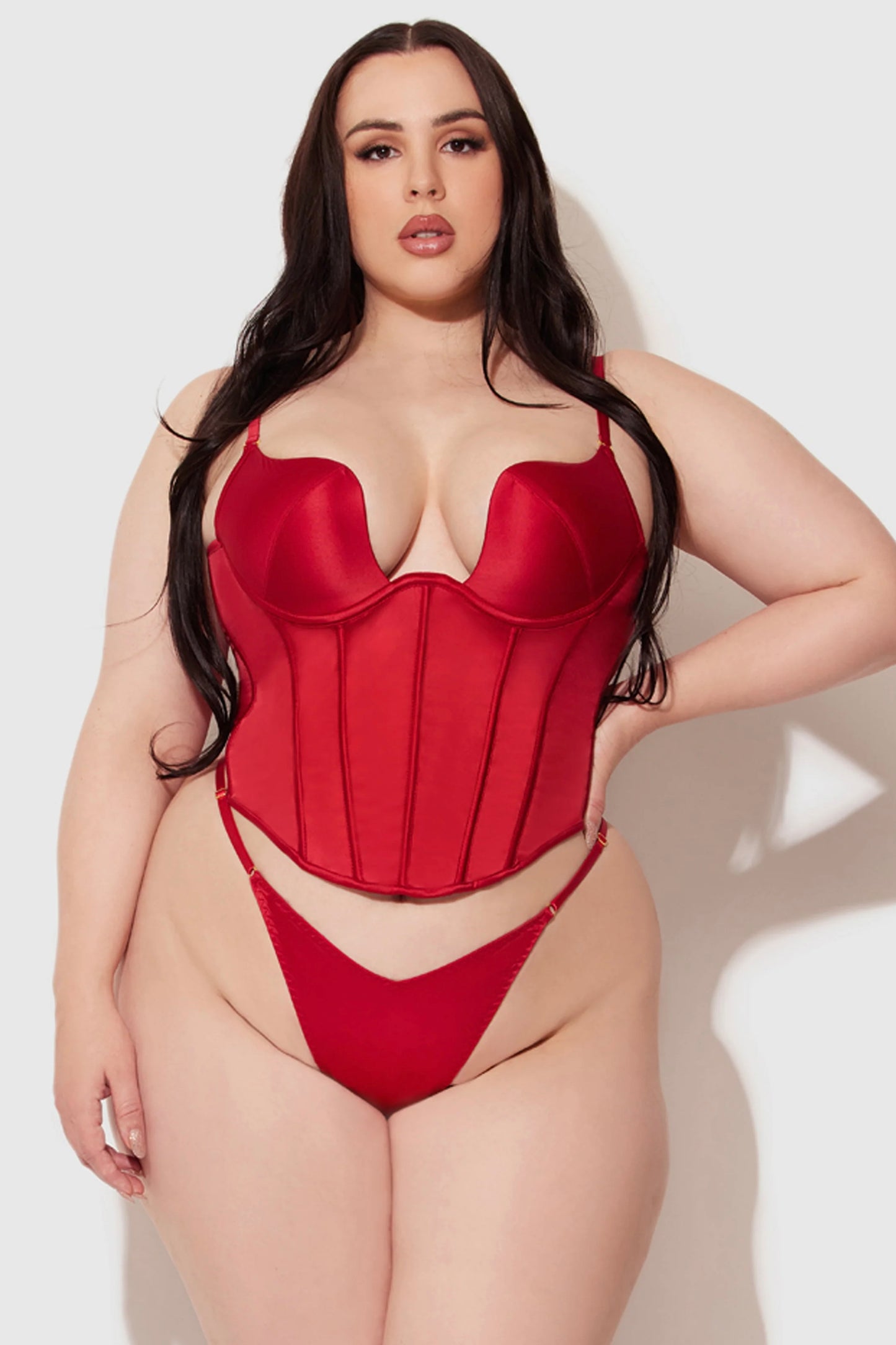 Plus size Brigeta push up bustier red