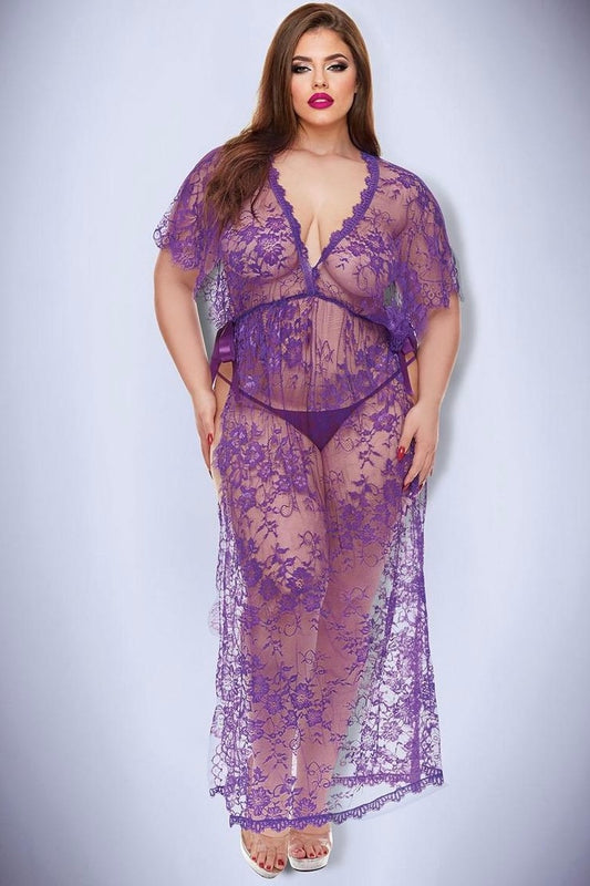 Plus size Desire lace gown purple