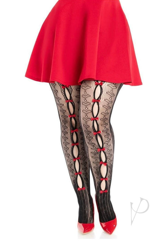 Plus size Sweetheart Striped Net Tights with Keyhole