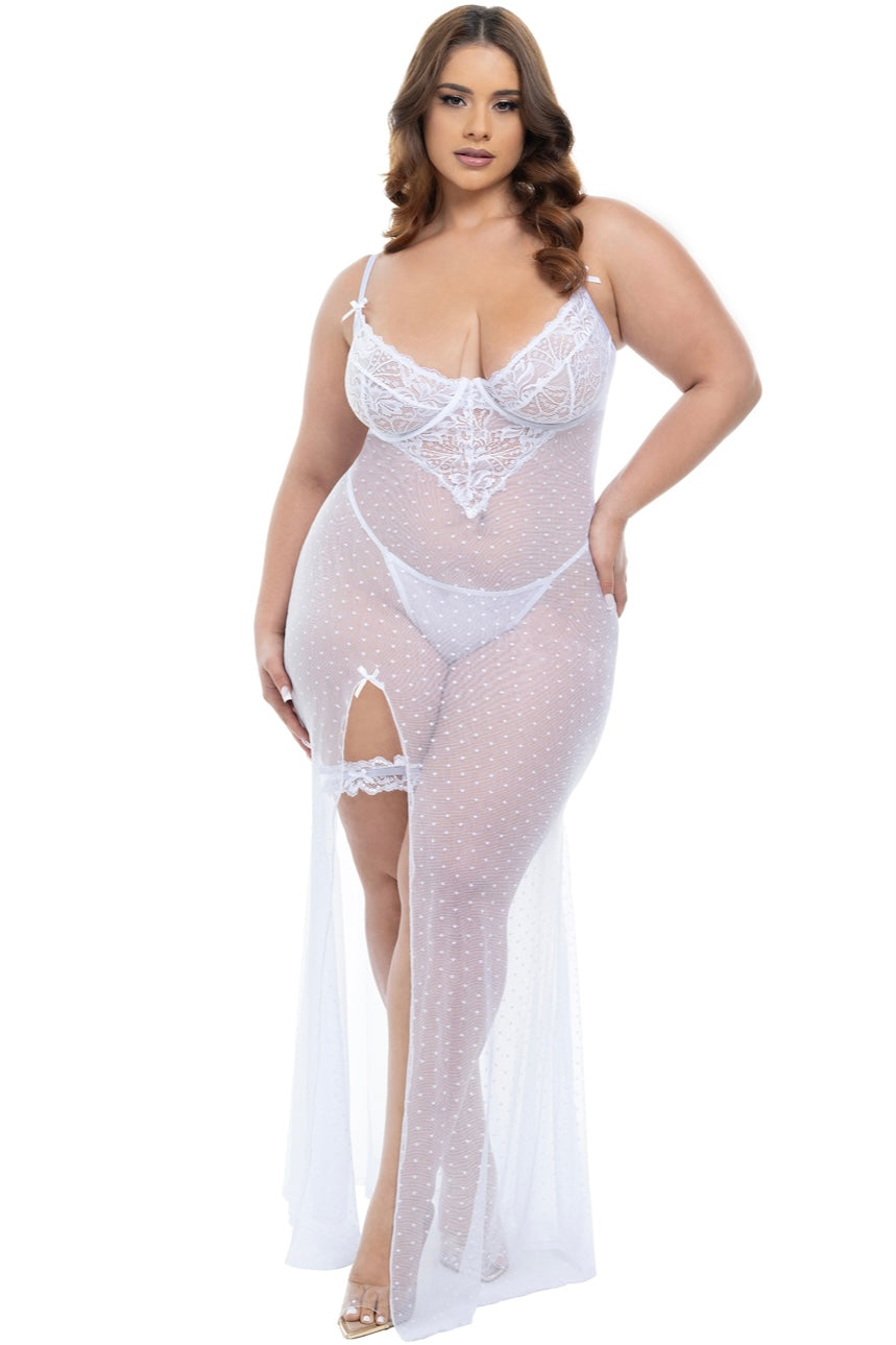 Plus size Livia dot mesh gown