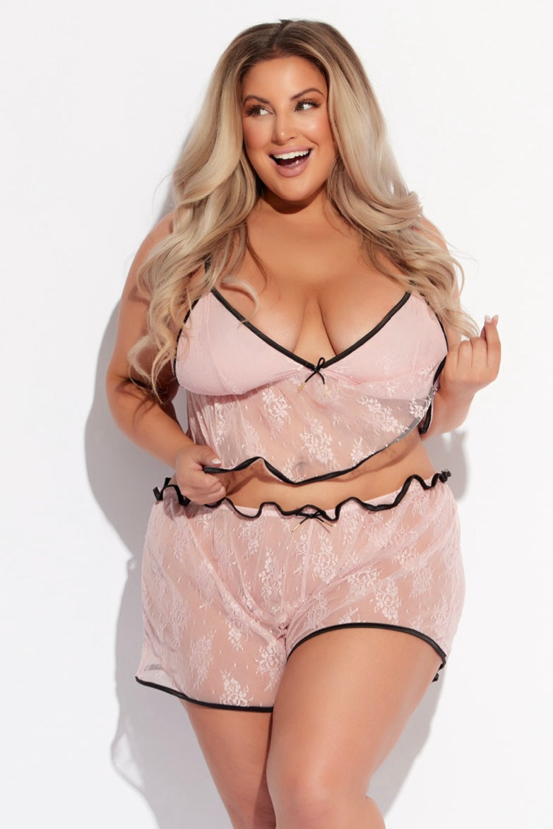 Plus size Jocelyn cami and short light pink