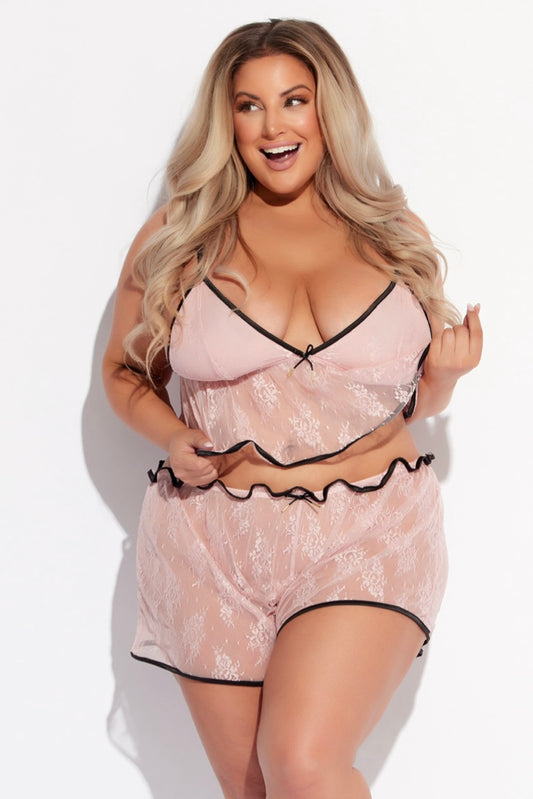Plus size Jocelyn cami and short light pink