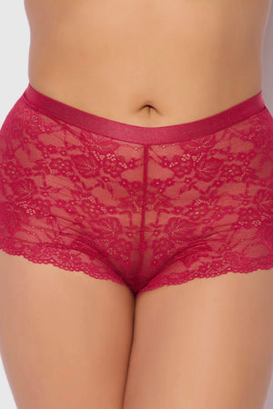 Plus size criss cross back lace cheeky red