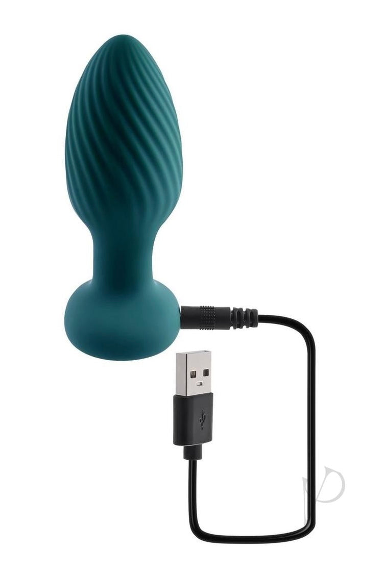 Playboy Spinning Tail Teaser Rechargeable Silicone Rotating Anal Plug with Remote Control - Green - CurvynBeautiful 