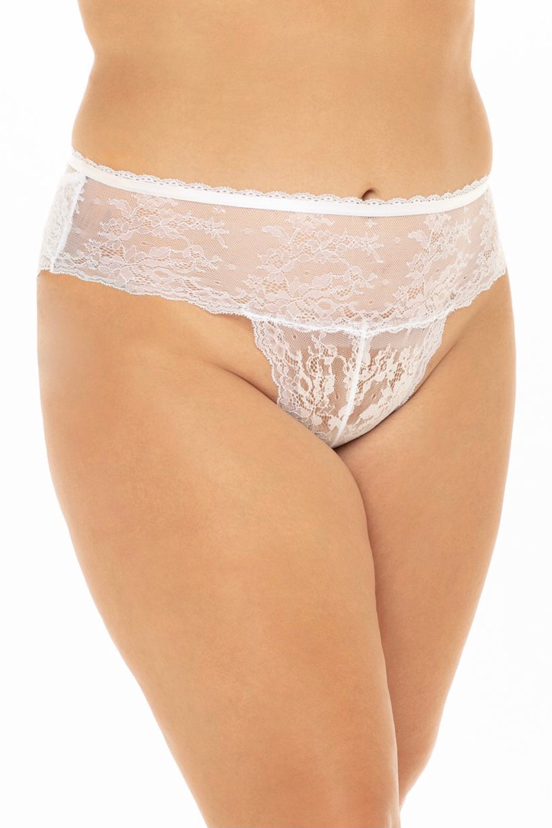 Stretch lace panty white - CurvynBeautiful 