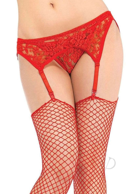 Lace Garter Belt With Thong Red - CurvynBeautiful 