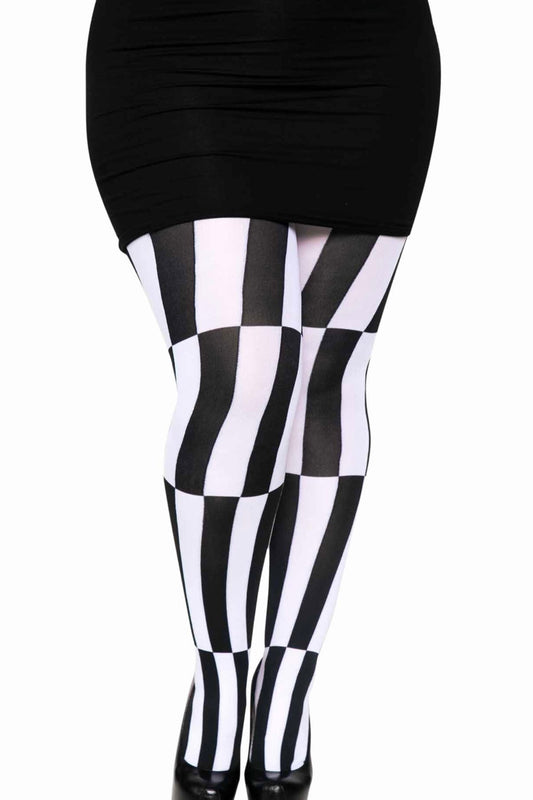 Woven Opaque Striped Optical Illusion Pantyhose - CurvynBeautiful 