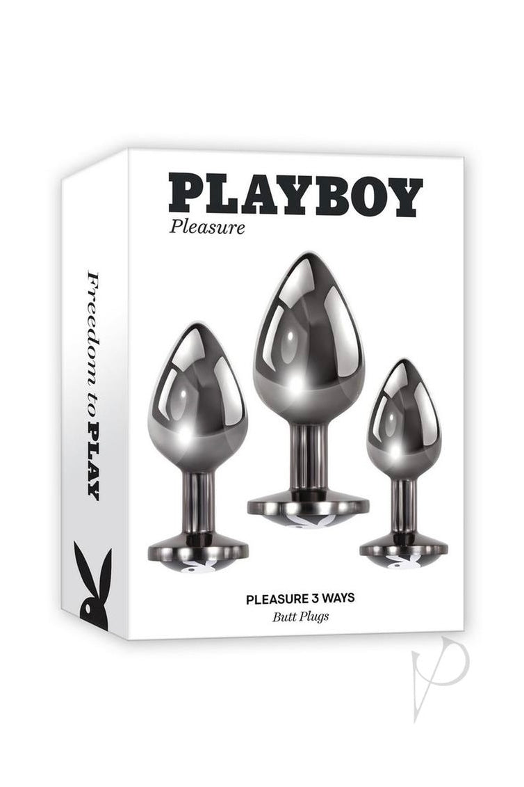 Playboy Pleasure 3 Ways Metal Anal Training Kit (3 Piece) - Black - CurvynBeautiful 