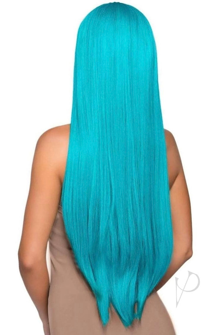 Long Straight Center Part Wig turquoise